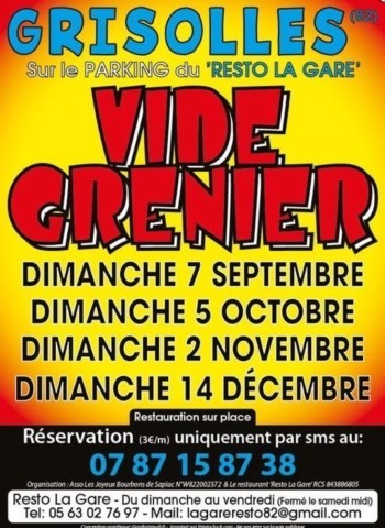 GRISOLLES : Vide-greniers le 14/12