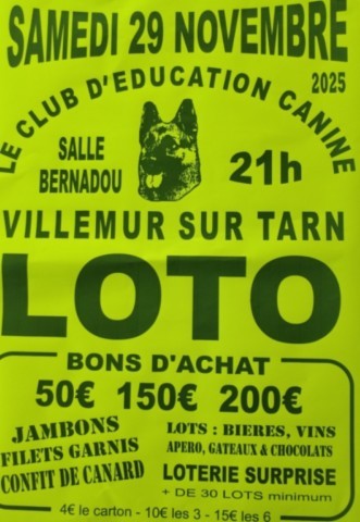 VILLEMUR sur TARN : Loto le 29/11