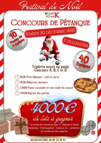VILLEMATIER : Concours de pétanque le 20/12