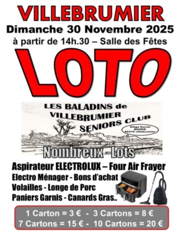VILLEBRUMIER : Loto le 30/11