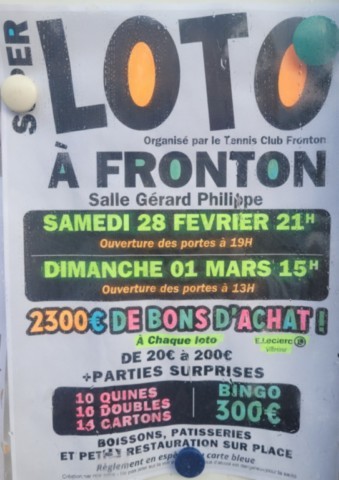 FRONTON : Loto le 28/2 et le 1/3