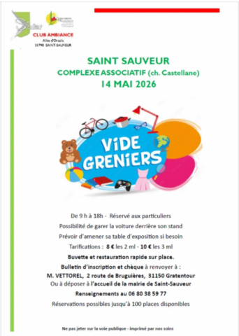 ST SAUVEUR : Vide-greniers le 14/5