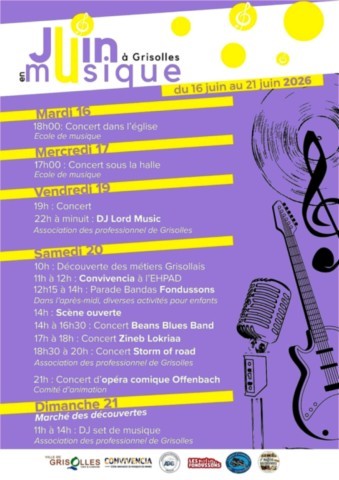 GRISOLLES : Musique du 16 au 21/6