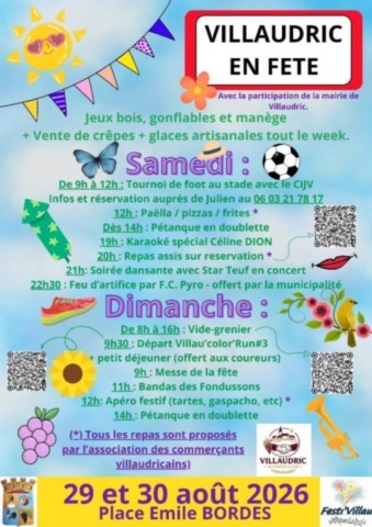 VILLAUDRIC en fête les 29 et 30/8