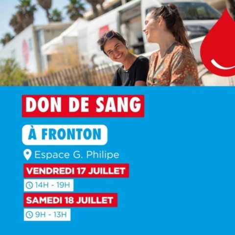 FRONTON : Don du sang les 17 et 18/7