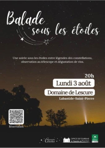 LABASTIDE ST PIERRE : Balade sous les étoiles le 2/8