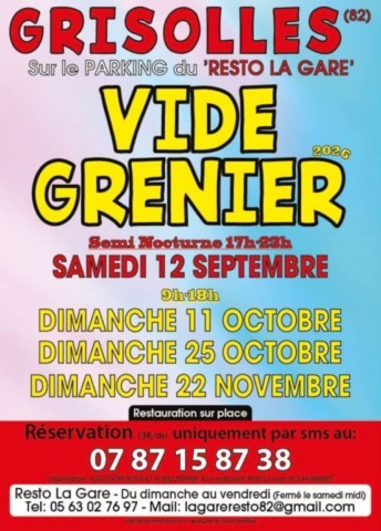 GRISOLLES : Vide-greniers le 12/9