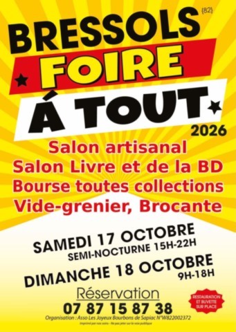 BRESSOLS : Foire à tout les 17 et 18/10