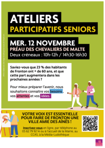 FRONTON : Atelier seniors le 12/11
