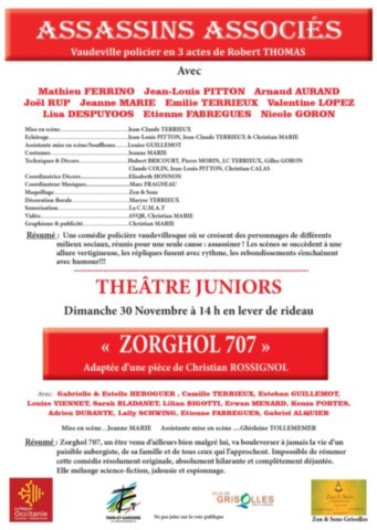 GRISOLLES : Théâtre les 28, 29 et 30/11