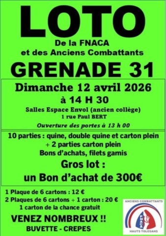 GRENADE : LOTO de la FNACA le 12/4