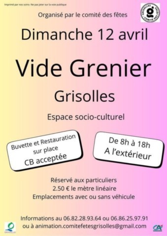 GRISOLLES : Vide-greniers le 12/4