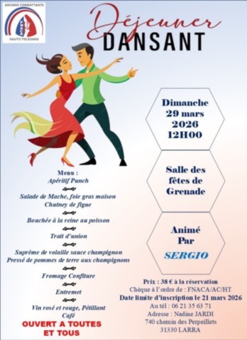 GRENADE : Repas dansant le 29/3