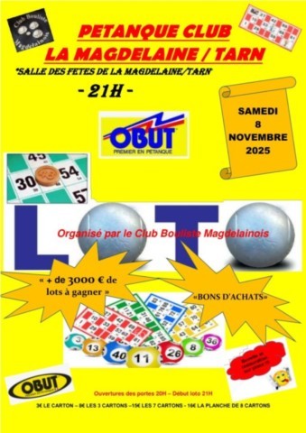 LA MAGDELAINE sur TARN : Loto le 8/11
