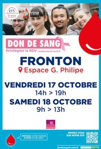 FRONTON : Don du sang les 17 et 18/10