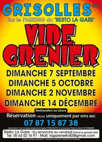 GRISOLLES : Vide-greniers le 2/11