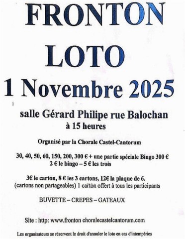 FRONTON : Loto le 1/11