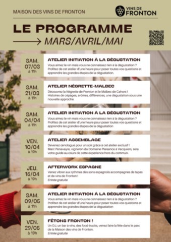 FRONTON : Ateliers dégustation vins le 7/3