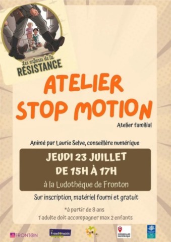 FRONTON : Atelier Stop Motion le 23/7